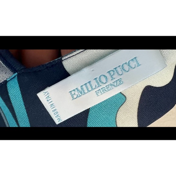 Emilio Pucci Blue multicolor midi dress Sz 6 y2k - Picture 11 of 13